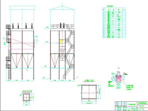 華康環(huán)保為山東75噸鍋爐設(shè)計(jì)的長(zhǎng)袋脈沖除塵器圖紙